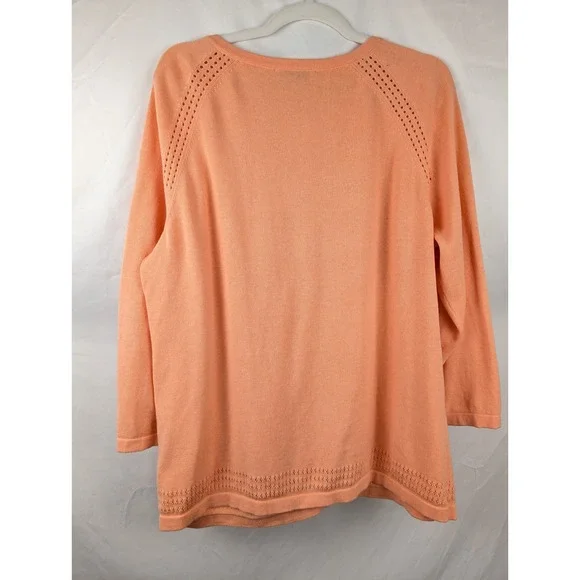 Christopher Banks 100% Cotton Button Cardigan Peach Size L Knit Preppy Office - Picture 8 of 10